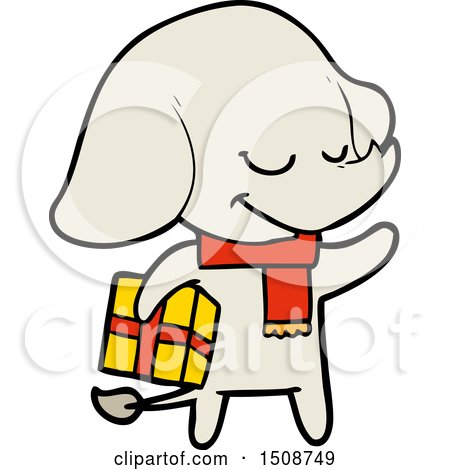 Cartoon Christmas Elephant by lineartestpilot
