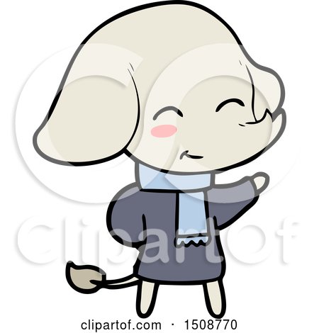Cute Cartoon Elephant in Winter Clothes by lineartestpilot