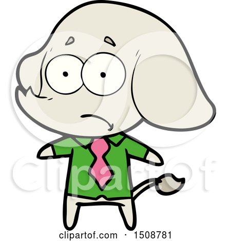 Cartoon Unsure Elephant in Shirt and Tie by lineartestpilot