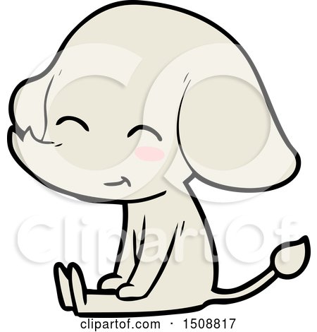 Cute Cartoon Elephant Sitting by lineartestpilot