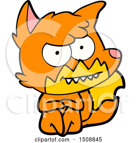 Cartoon Grinning Fox Sitting by lineartestpilot