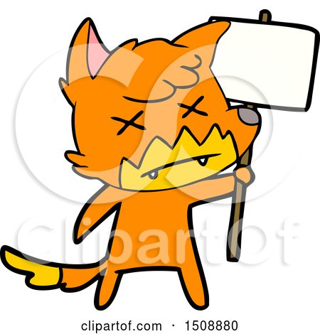 Cartoon Dead Fox with Protest Sign by lineartestpilot