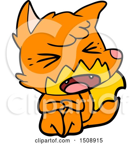 Angry Cartoon Fox Sitting on Floor by lineartestpilot