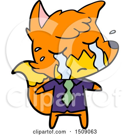 Crying Business Fox Cartoon by lineartestpilot