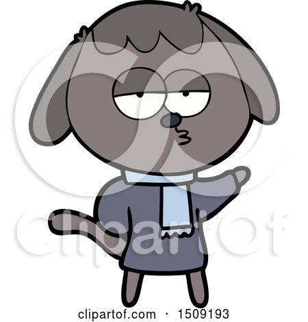 Cartoon Tired Dog Wearing Winter Clothes by lineartestpilot