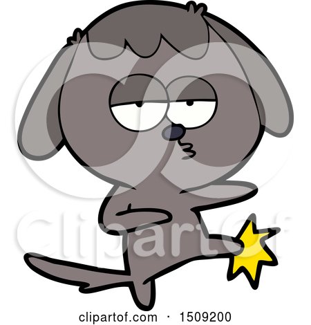 Cartoon Bored Dog Kicking Leg by lineartestpilot