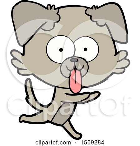 Cartoon Running Dog with Tongue Sticking out by lineartestpilot