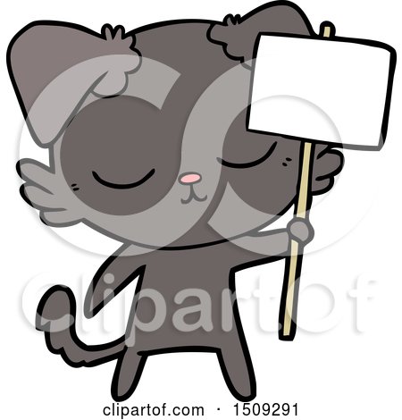 Cute Cartoon Dog with Placard by lineartestpilot