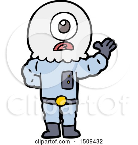 Cartoon Cyclops Alien Spaceman by lineartestpilot