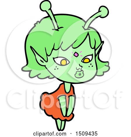 Pretty Cartoon Alien Girl by lineartestpilot