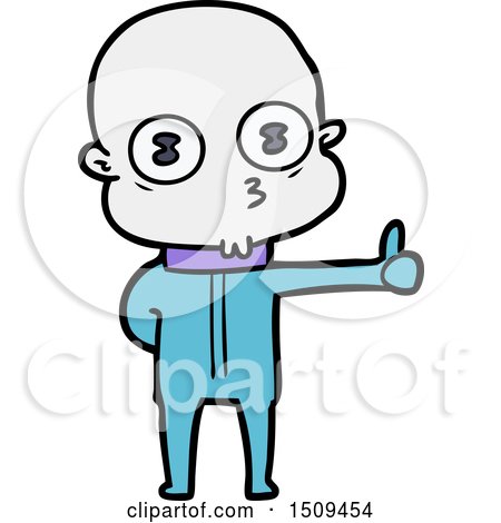 Cartoon Weird Bald Spaceman Giving Thumbs up by lineartestpilot