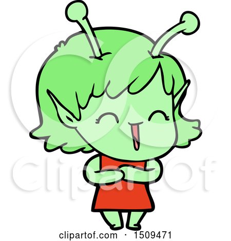 Cartoon Happy Alien Girl by lineartestpilot