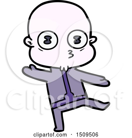 Cartoon Weird Bald Spaceman Dancing by lineartestpilot