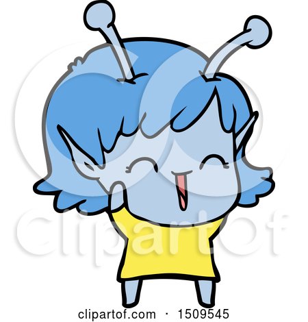 Cartoon Alien Girl Laughing by lineartestpilot