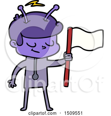 Friendly Cartoon Spaceman with White Flag by lineartestpilot