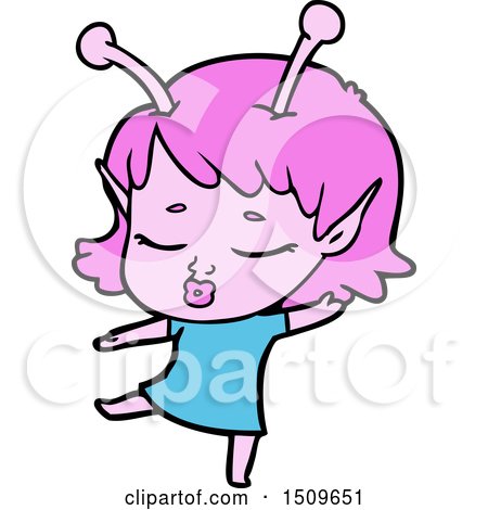 Cute Alien Girl Cartoon by lineartestpilot