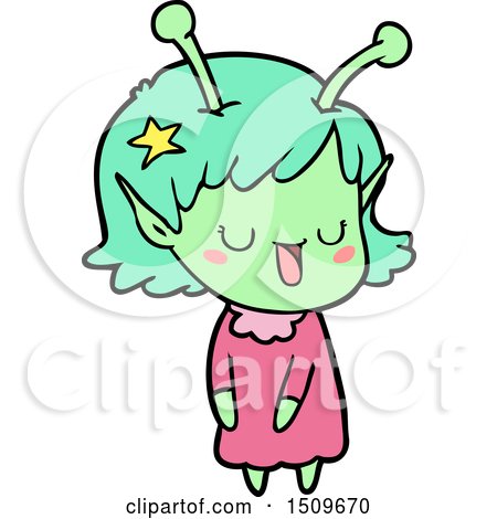 Happy Alien Girl Cartoon by lineartestpilot