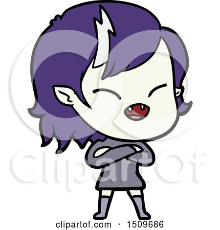 Cartoon Laughing Vampire Girl with Crossed Arms by lineartestpilot