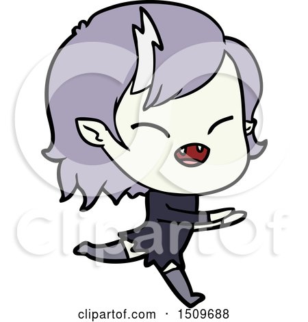 Cartoon Laughing Vampire Girl Running by lineartestpilot