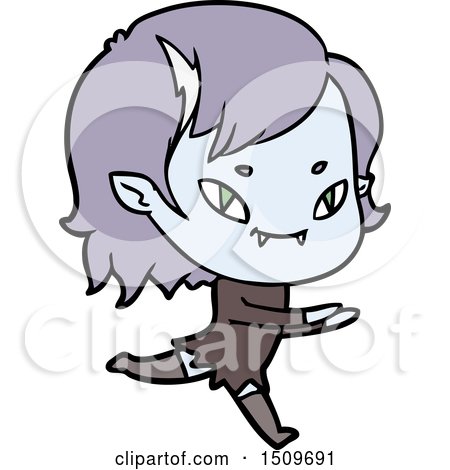 Cartoon Friendly Vampire Girl Running by lineartestpilot