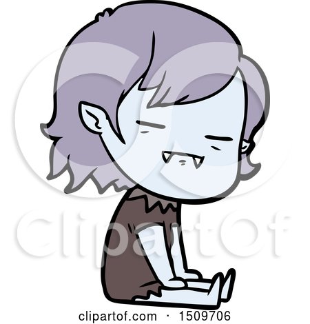 Cartoon Undead Vampire Girl Sitting by lineartestpilot