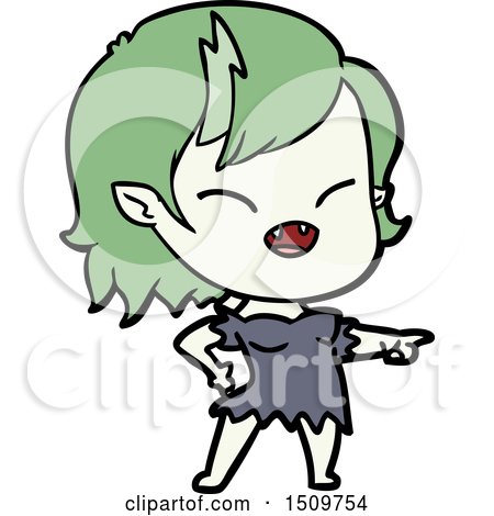 Cartoon Vampire Girl Pointing and Laughing by lineartestpilot