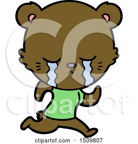 Crying Cartoon Bear Running by lineartestpilot