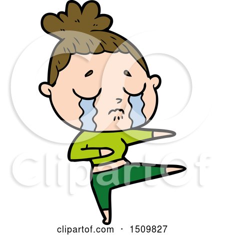 Cartoon Crying Woman Dancing by lineartestpilot