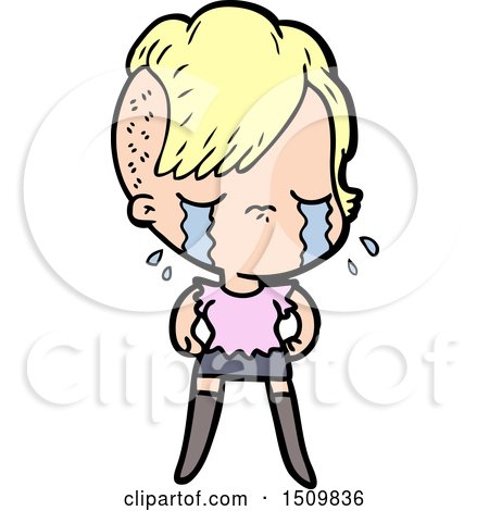 Cartoon Crying Girl by lineartestpilot