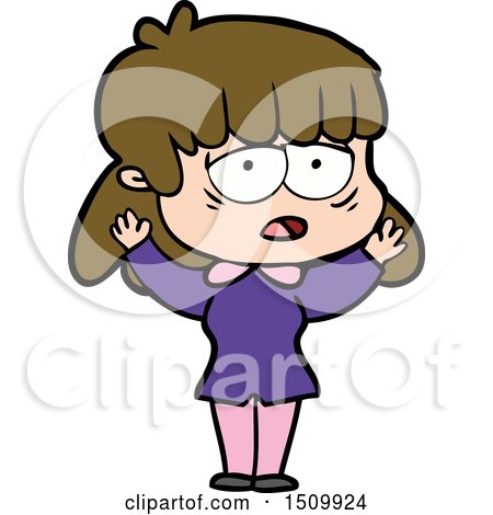 Cartoon Tired Woman by lineartestpilot