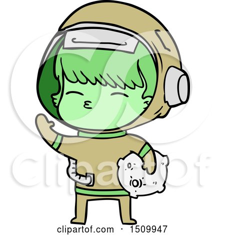 Cartoon Curious Astronaut Carrying Space Rock by lineartestpilot