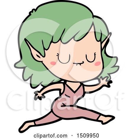 Happy Cartoon Elf Girl Running by lineartestpilot