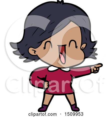 Cartoon Laughing Woman Pointing by lineartestpilot