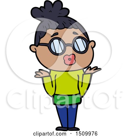 Cartoon Confused Woman Wearing Spectacles by lineartestpilot