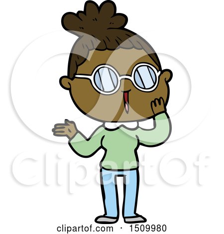 Cartoon Surprised Woman Wearing Spectacles by lineartestpilot