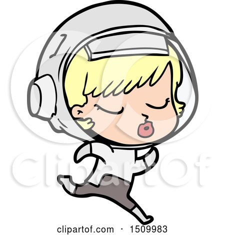 Cartoon Pretty Astronaut Girl Running by lineartestpilot
