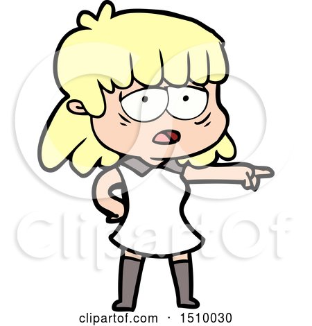 Cartoon Tired Woman Pointing by lineartestpilot