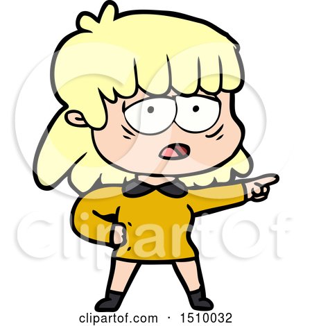 Cartoon Tired Woman Pointing by lineartestpilot