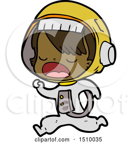 Cartoon Astronaut Woman Running by lineartestpilot