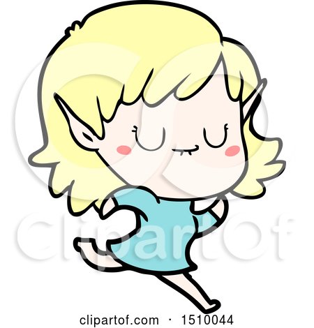 Happy Cartoon Elf Girl Running by lineartestpilot