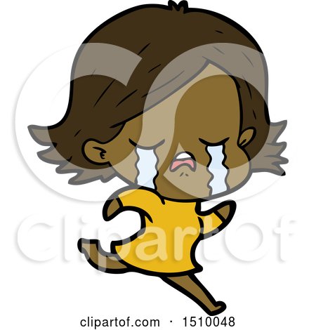 Cartoon Girl Crying Whilst Running by lineartestpilot
