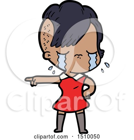 Cartoon Crying Girl Pointing by lineartestpilot