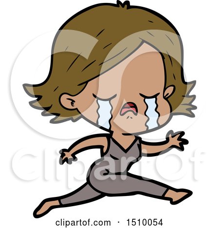 Cartoon Girl Crying Whilst Running by lineartestpilot