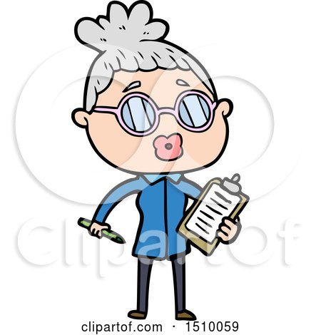 Cartoon Manager Woman Wearing Spectacles by lineartestpilot