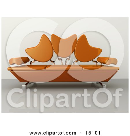 Modern Living Room Or Office Lobby Interior With An Orange Sofa Clipart Graphic by 3poD