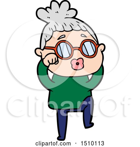 Cartoon Tired Woman Wearing Spectacles by lineartestpilot