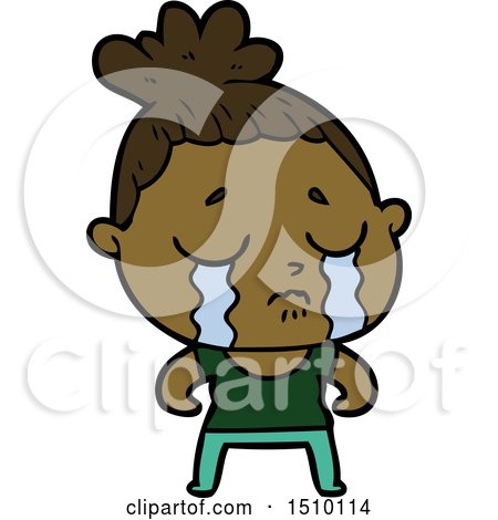 Cartoon Tough Woman Crying by lineartestpilot