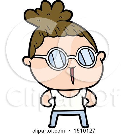 Cartoon Tough Woman Wearing Spectacles by lineartestpilot