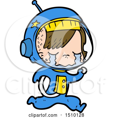 Cartoon Crying Astronaut Girl Running by lineartestpilot