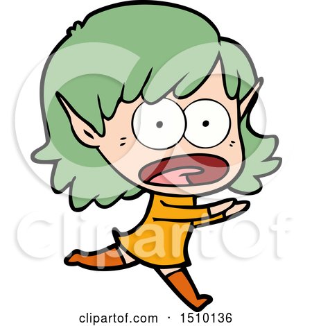 Cartoon Shocked Elf Girl by lineartestpilot